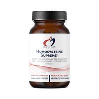 Amber nutritional supplement bottle with black cap and Homocysteine Supreme label