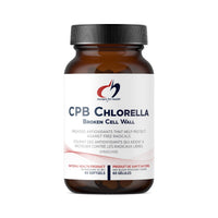 CPB Chlorella supplement bottle with black cap and front label
