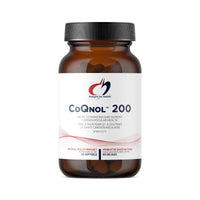 CoQnol 200 softgels bottle with amber jar and black cap, front label visible
