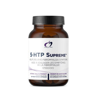 Brown supplement bottle with black cap, front label for veggie 5-HTP capsules