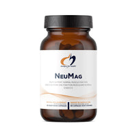Magnesium supplement bottle with black cap; Designs for Health label on front.