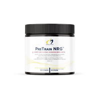 Nutritional supplement powder jar with black ribbed lid and white label front