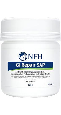 White supplement jar labeled NFH GI Repair SAP, 190 g