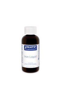 Iron liquid supplement bottle with white label and white screw cap, 120 mL