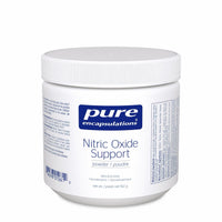 Nitric Oxide Support supplement jar with white lid, powder label
