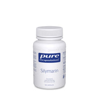 Silymarin supplement bottle with white cap, Pure Encapsulations label, 120 capsules
