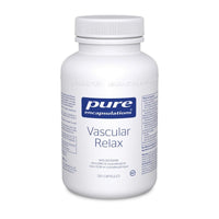 Pure Encapsulations Vascular Relax supplement bottle, white cap, 120 capsules