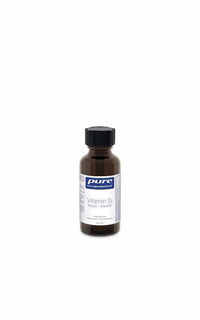 Vitamin D3 liquid supplement bottle, amber with black cap