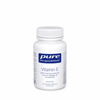Vitamin E softgel bottle with mixed tocopherols, white cap and label, Pure Encapsulations