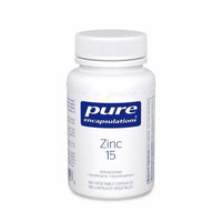 Zinc 15 veggie capsule bottle with white cap and Pure Encapsulations label