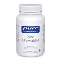 Zinc chewables bottle with Pure Encapsulations label, 100 chewable tablets