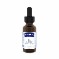 Vitamin B12 liquid drops bottle with black pump cap, amber glass, 30 mL