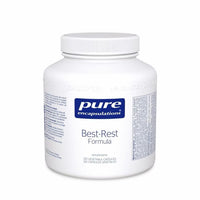 Supplement bottle with white cap and Pure Encapsulations Best-Rest Formula label