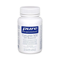 Pure Encapsulations Curcumin 500 supplement bottle, 60 vegetable capsules with Bioperine