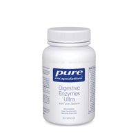 Digestive enzymes supplement bottle with white cap, 90 capsules