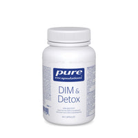 Pure Encapsulations DIM & Detox supplement bottle, white with blue label, 60 capsules