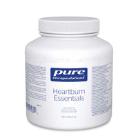 Pure Encapsulations Heartburn Essentials supplement bottle, white plastic with ribbed cap