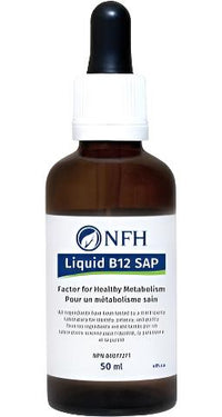 Liquid B12 SAP bottle with dropper, brown glass, white label, 50 ml.