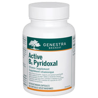 Active B6 Pyridoxal vitamin supplement bottle, white with green label