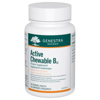Genestra Active chewable B12 supplement tablets bottle, natural cherry flavor, 60 count