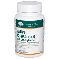 Genestra Active chewable B12 supplement bottle, white label with green text