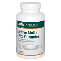 Genestra Active Multi Vite Gummies vitamin supplement bottle, white with green label