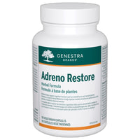 Genestra Adreno Restore herbal veggie capsule supplement bottle, white label