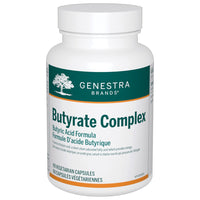 Genestra Butyrate Complex supplement bottle with white cap and green label