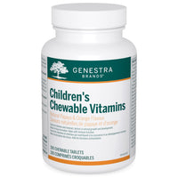 Children's chewable vitamins supplement bottle with white cap and label