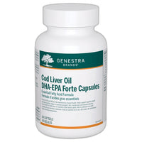 Cod liver oil DHA/EPA forte softgel bottle with label, 60 softgels