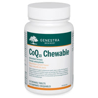 Genestra CoQ10 chewable tablets bottle with white cap and label