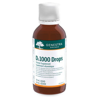 Genestra D3 1000 Drops vitamin supplement liquid bottle with white cap