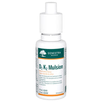 Genestra D3 K2 Mulsion liquid serum bottle with pump-style cap, 20 mL