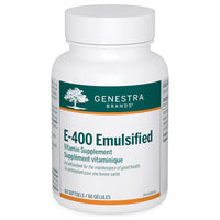 Genestra E-400 emulsified vitamin supplement softgels bottle with green label