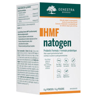 Genestra HMF Natogen probiotic powder box, 6 g, supplement label