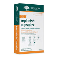 Genestra HMF replenish capsules supplement box, vegetarian probiotic capsule package