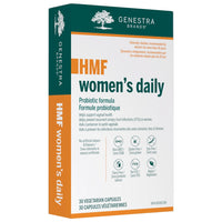 Genestra HMF women's daily veggie capsules supplement box, green and white packaging