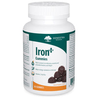 Genestra Iron Plus Gummies supplement bottle with green label and 60 gummies count