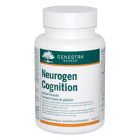 Herbal supplement bottle with white cap and green Neurogen Cognition label