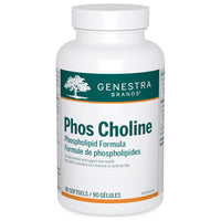 Genestra Phos Choline softgels bottle with white and green label, 90 softgels