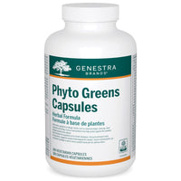 Genestra Phyto Greens herbal capsules bottle, white with green label