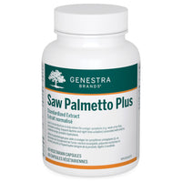 Saw Palmetto supplement bottle with white cap and green label, 60 veggie capsules