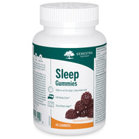 Sleep gummy supplement bottle, white cap, green label, 60 gummies