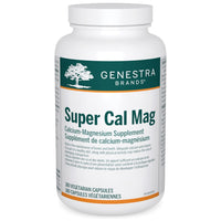 Vegetarian supplement bottle with label for calcium-magnesium, 180 capsules.