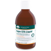 Genestra Super EFA Liquid supplement bottle, orange-brown liquid, white cap