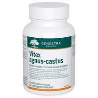 Vitex agnus-castus herbal supplement bottle, white with green label, 60 vegetarian capsules