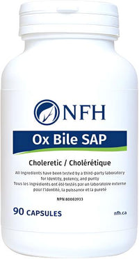 NFH Ox Bile SAP supplement bottle with 90 capsules label