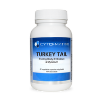 Turkey Tail extract supplement bottle with blue Cyto-Matrix label, 60 veggie caps