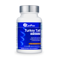 CanPrev Turkey Tail full spectrum supplement bottle, 60 veggie caps