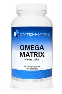 Cyto-Matrix Omega Matrix softgel bottle with blue and white label, 180 softgels